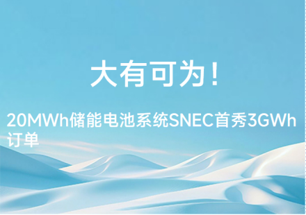 大有可為！ 20MWh儲能電池系統SNEC首秀獲3GWh訂單